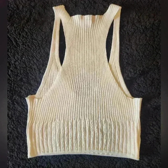 Free People Off-White Deep V-Neck Sleeveless Knit Top, see measurements - Picture 2 of 7